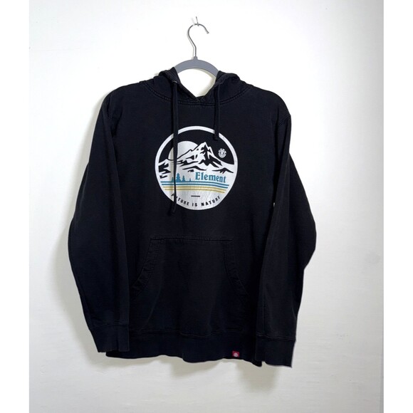 Element Sweater Adult Small Black Pullover Hooded Spell Out Casual Cotton Mens - Picture 1 of 7